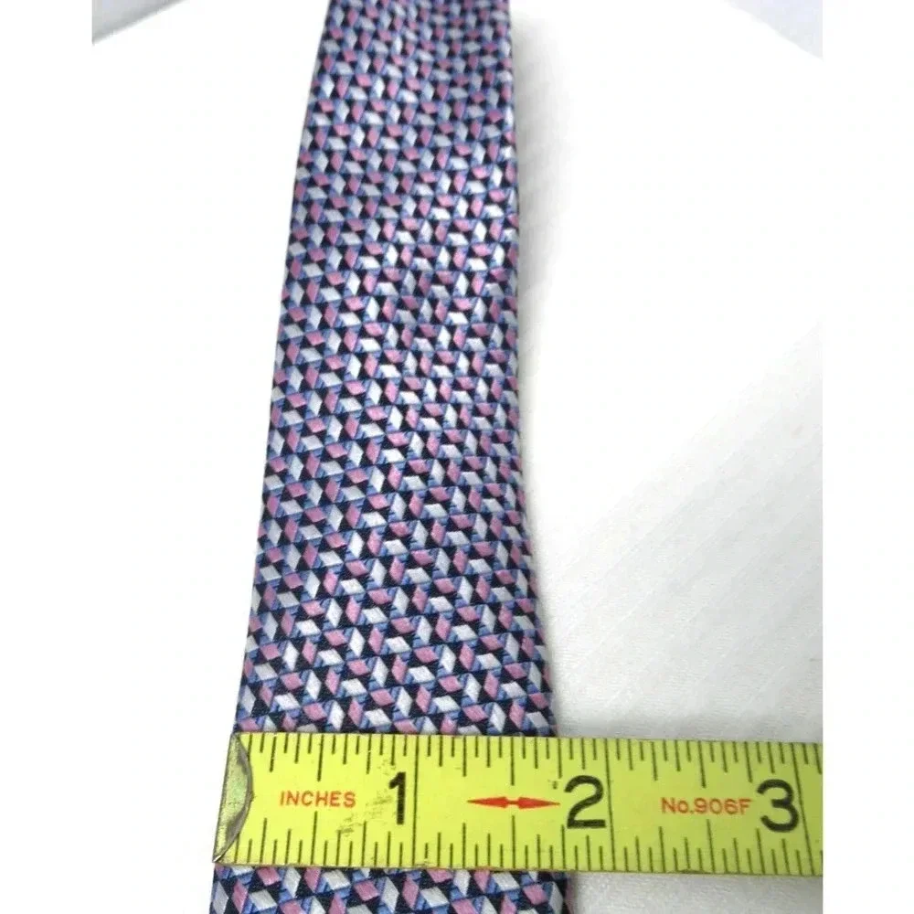 MICHAEL KORS Men's Silk Blend Necktie Designer 3D Blue Pink Black White Print